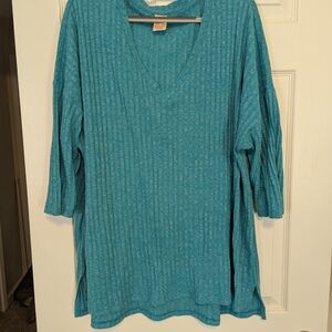 Teal V-Neck Women's Top